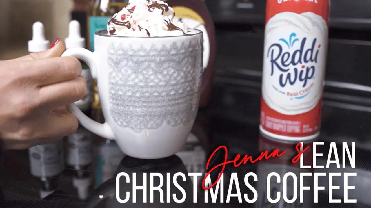 Lean Christmas coffee — a skinny peppermint white mocha topped with whipped cream and crushed candy cane